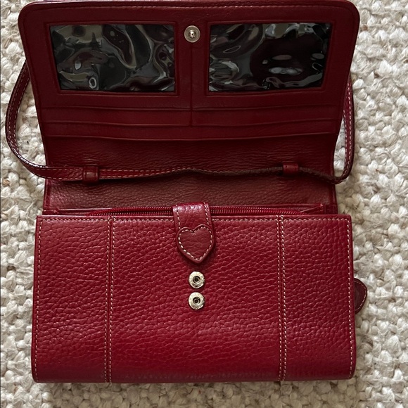 Vintage Brighton Elegant Leather Tri-fold Wallet Crossbody Bag Burgundy Red - Picture 4 of 14